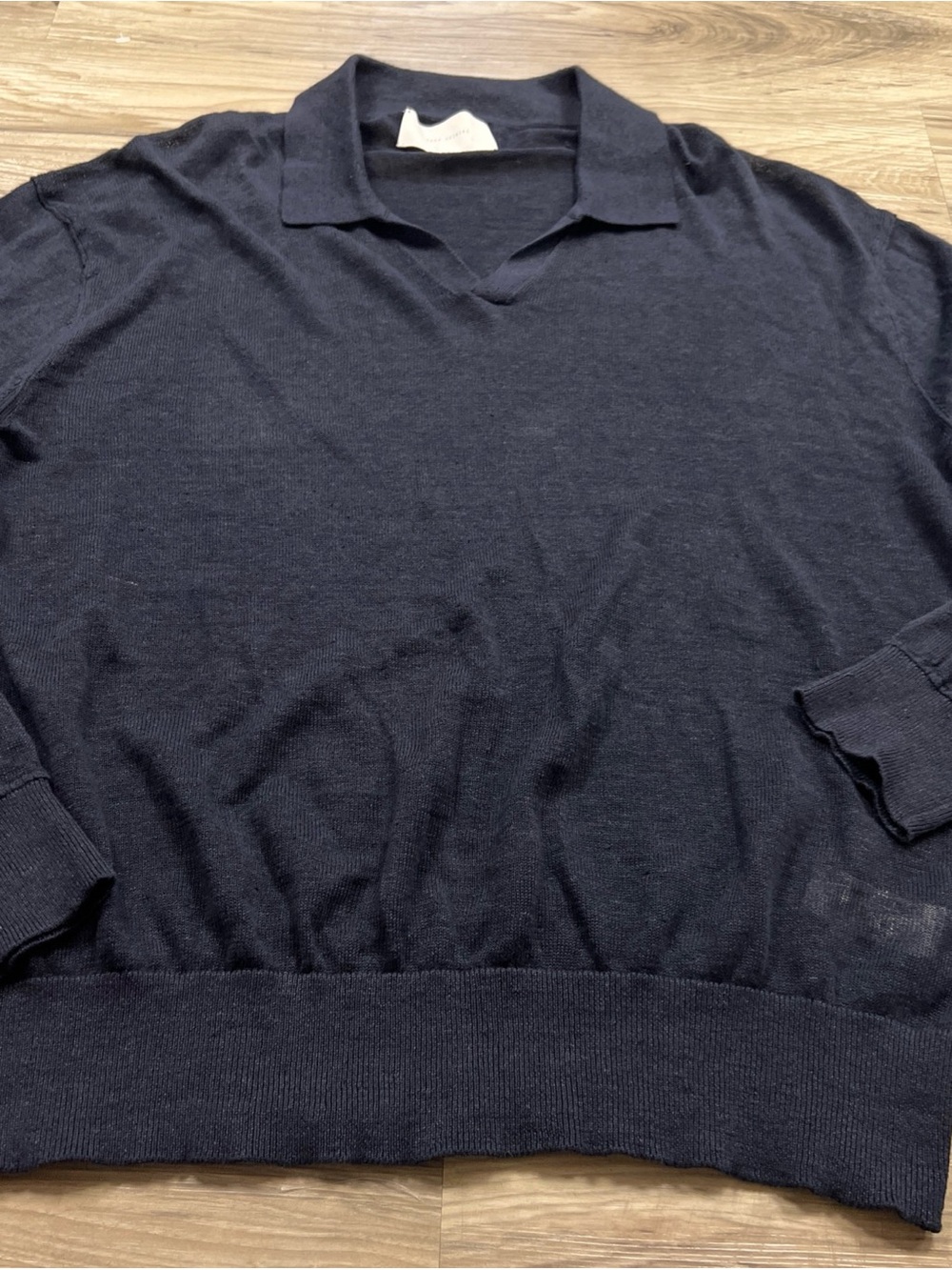 Zara Origins 100% Linen Johnny Collar Long Sleeve Polo Sweater Men’s XL NWOT